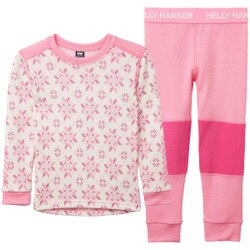 Helly Hansen Graphic Lifa Merino Set Kids' in Sugar Pink Snowflake